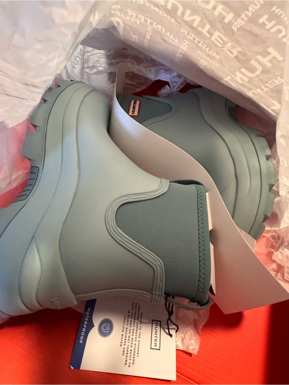 Hunter Chunky Chelsea Boot in light blue